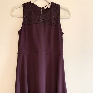 LOFT Purple sleeveless, cut-out detail Dress SIZE 0P